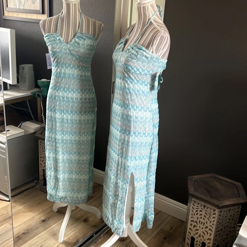 Wild Fable, aqua cream lace dress, medium - Picture 2 of 4
